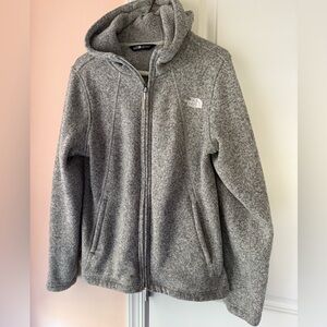 North Face Gray Hooded Fleece Zip-Up Jacket